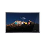 Large touchscreen display with mountain background